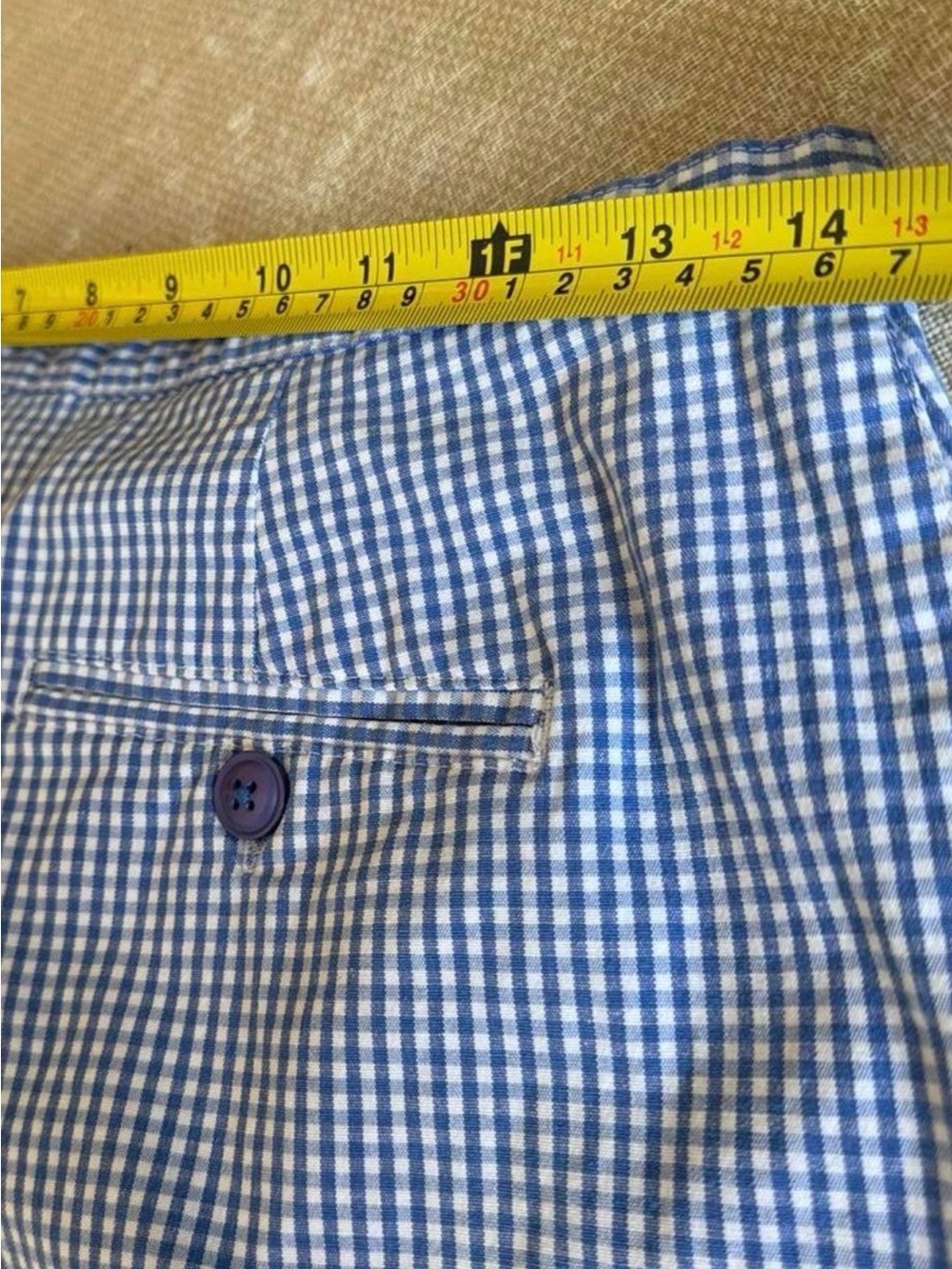 Women’s blue gingham capris by Kim Rogers, straight leg, cotton/spandex, Sz 12 - Picture 6 of 8
